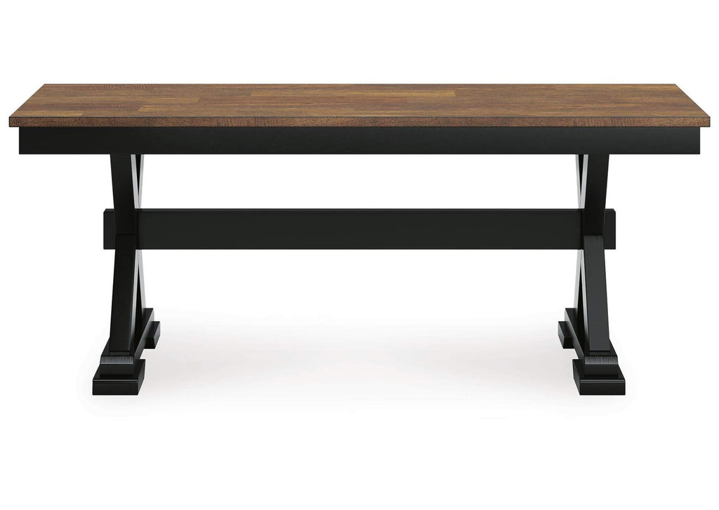 Wildenauer Extendable Dining Table and 6 Chairs and Bench front view