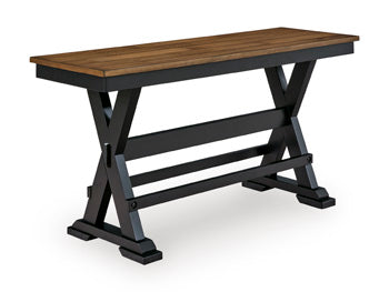 Wildenauer 48" Counter Height Bench in Brown/Black, angle view