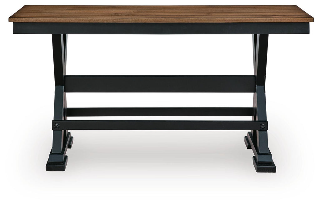 Wildenauer 48" Counter Height Bench in Brown/Black, front view