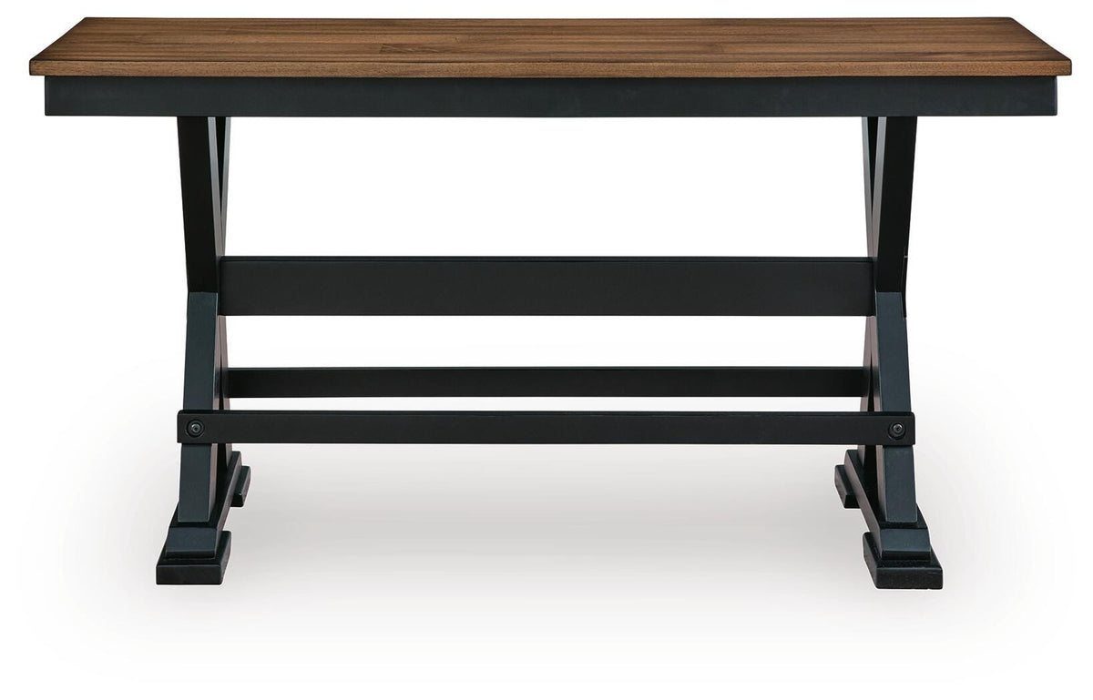 Wildenauer 48" Counter Height Bench in Brown/Black, front view