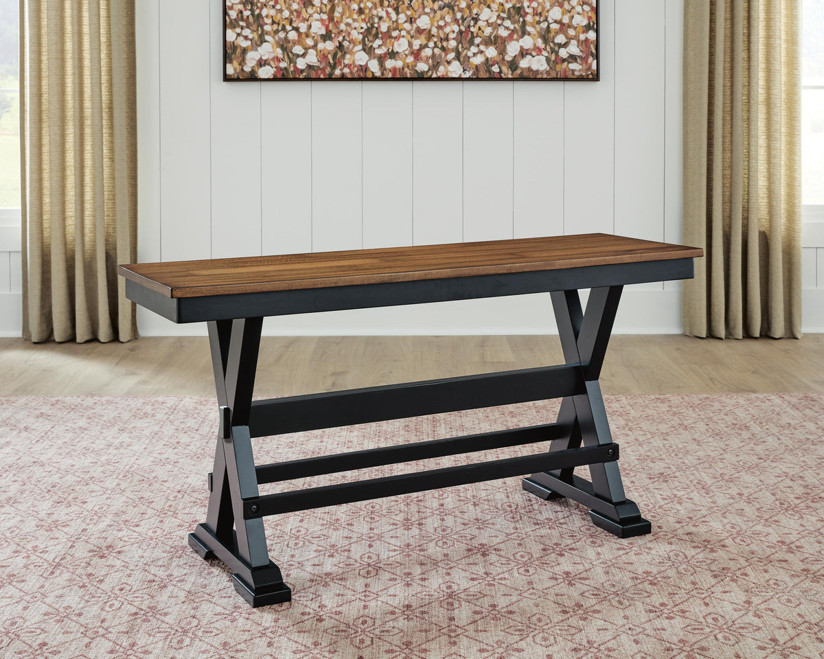 Wildenauer 48" Counter Height Bench in Brown/Black, alternate view 3