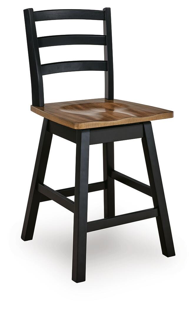 Wildenauer Counter Height Swivel Barstool in Brown/Black, angle view