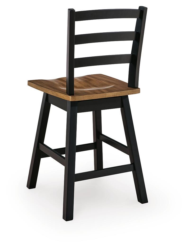 Wildenauer Counter Height Swivel Barstool in Brown/Black, back view