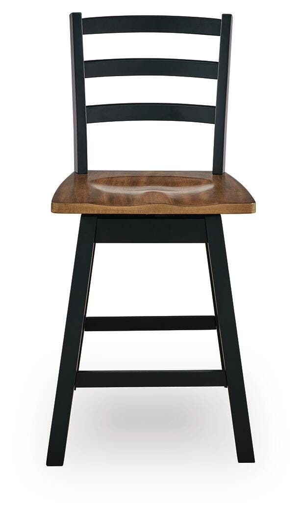 Wildenauer Counter Height Swivel Barstool in Brown/Black, front view