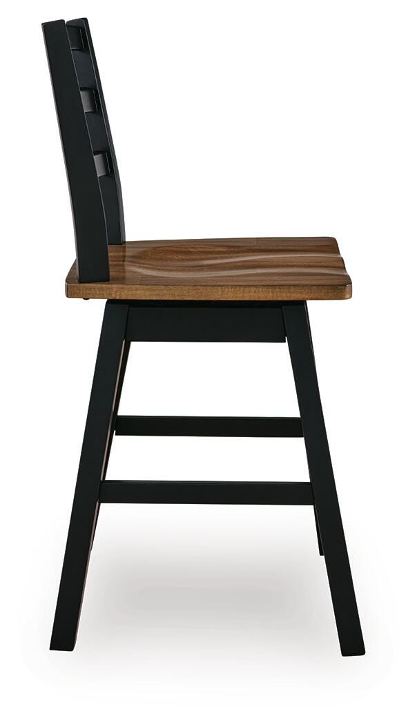 Wildenauer Counter Height Swivel Barstool in Brown/Black, side view