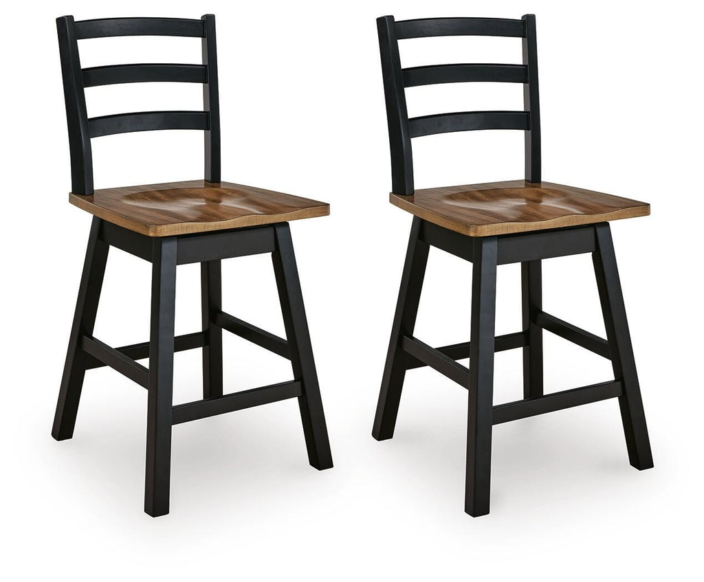 Wildenauer Counter Height Swivel Barstool in Brown/Black, angle view
