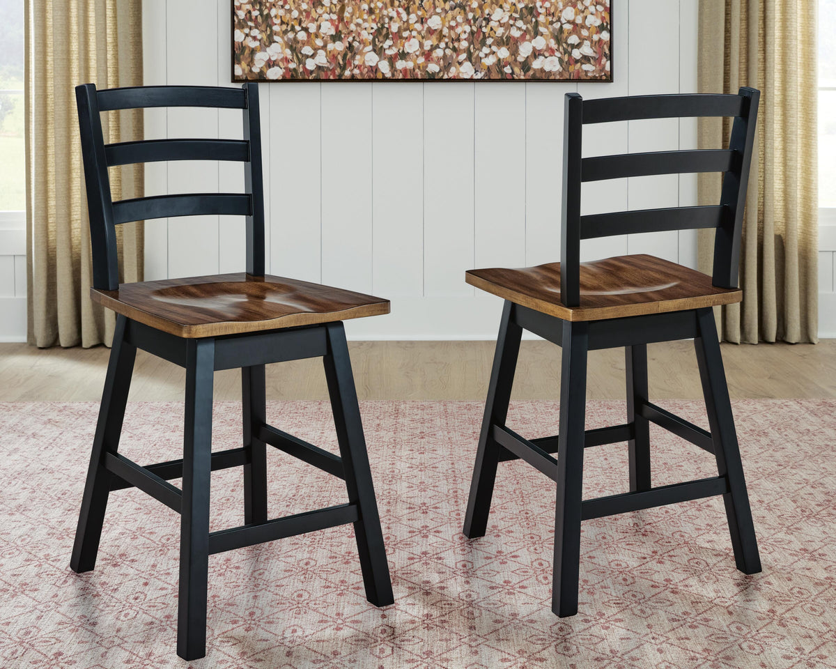 Wildenauer Counter Height Swivel Barstool in Brown/Black, alternate view 3