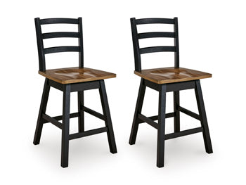Wildenauer Counter Height Swivel Barstool in Brown/Black, angle view