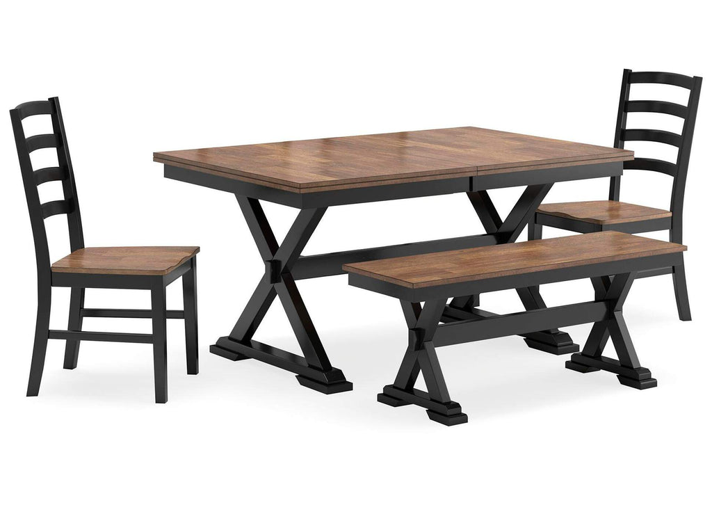 Wildenauer Extendable Dining Table and 2 Chairs and Bench