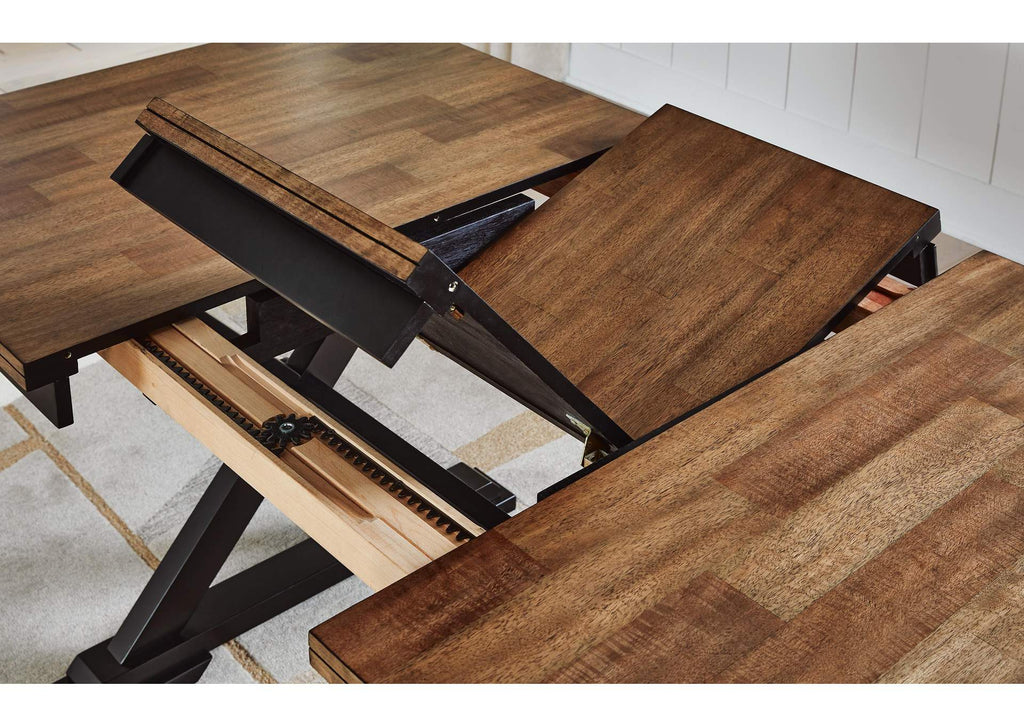Wildenauer Extendable Dining Table and 2 Chairs and Bench detail