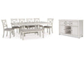 Robbinsdale Extendable Dining Table and 6 Chairs and Bench with Storage