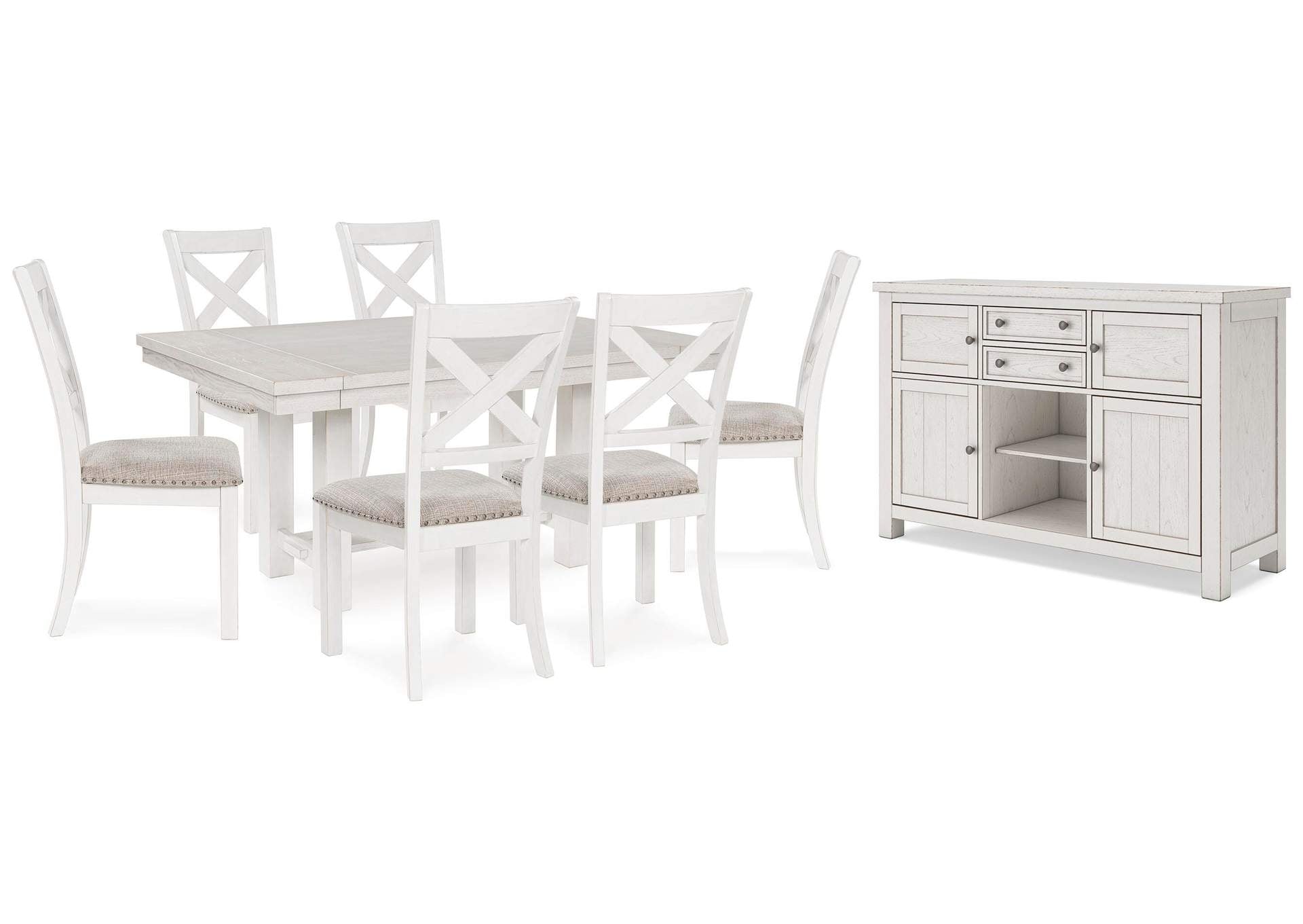 Robbinsdale Extendable Dining Table and 6 Chairs with Storage