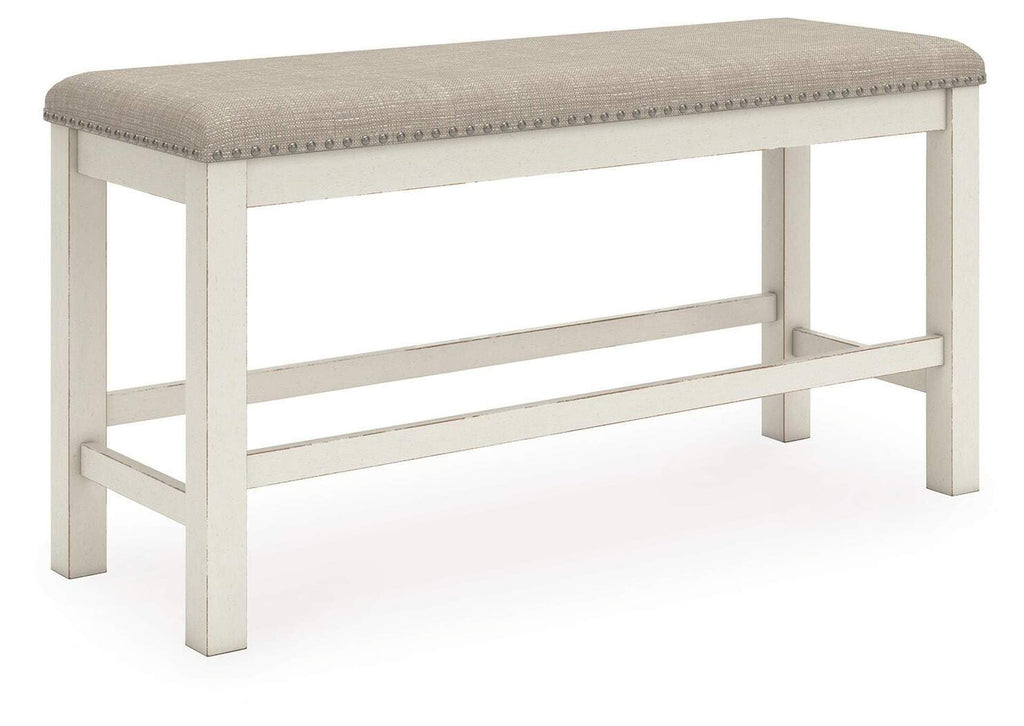 Robbinsdale Counter Height Extendable Dining Table and 6 Barstools and Bench with Storage angled view