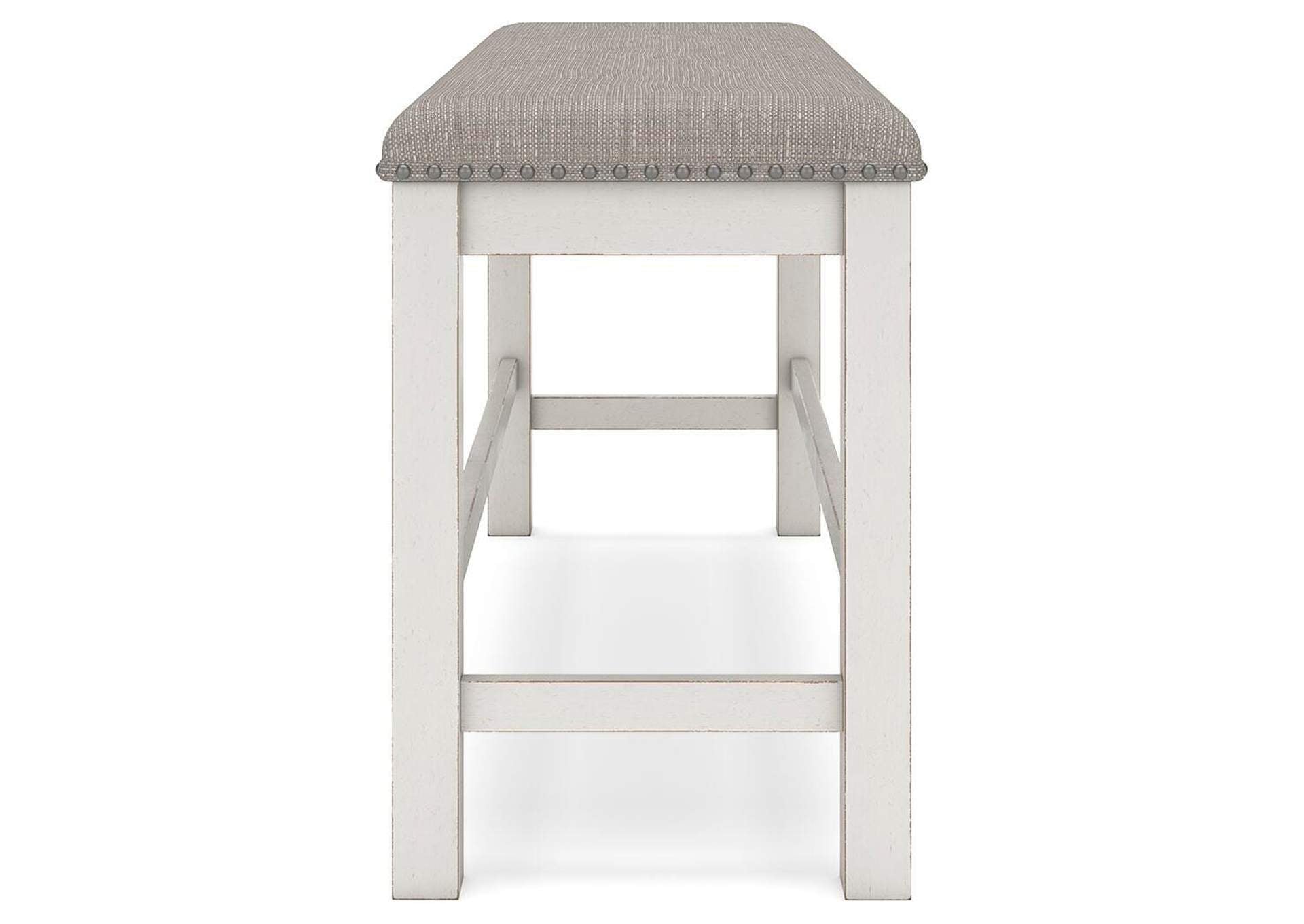Robbinsdale Counter Height Extendable Dining Table and 4 Barstools and Bench side view