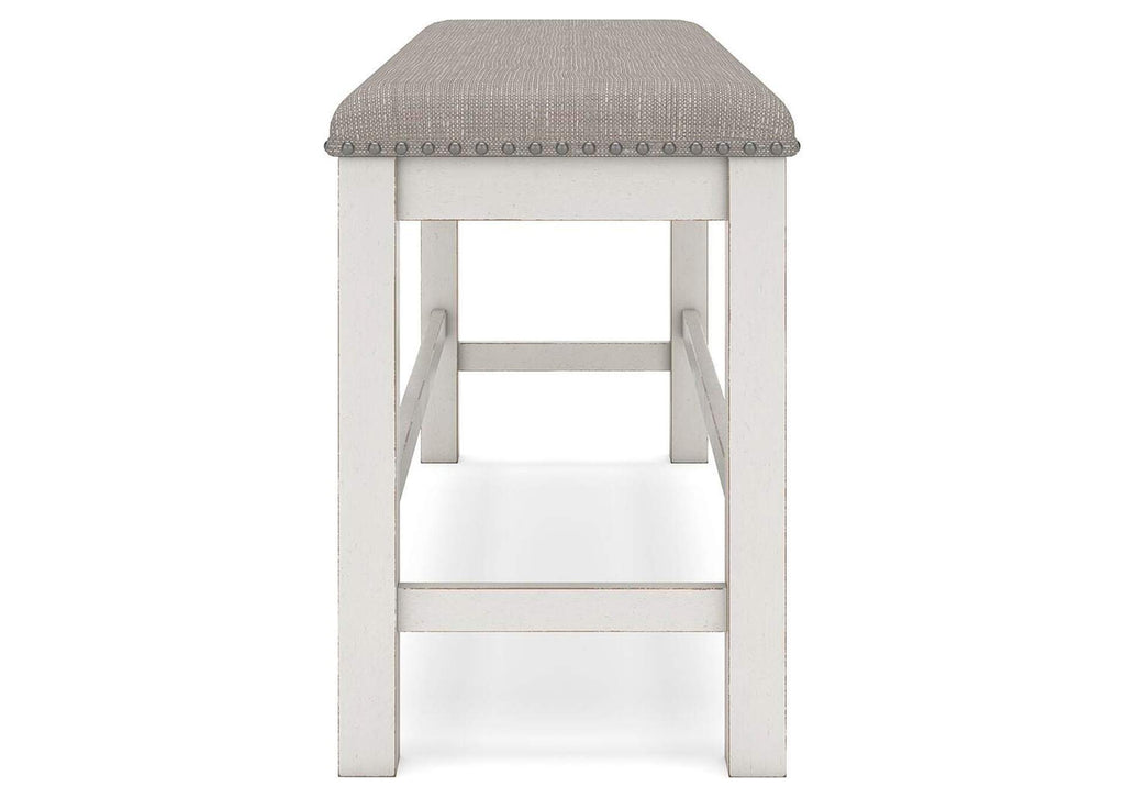 Robbinsdale Counter Height Dining Table, 2 Barstools, Bench and Server side view