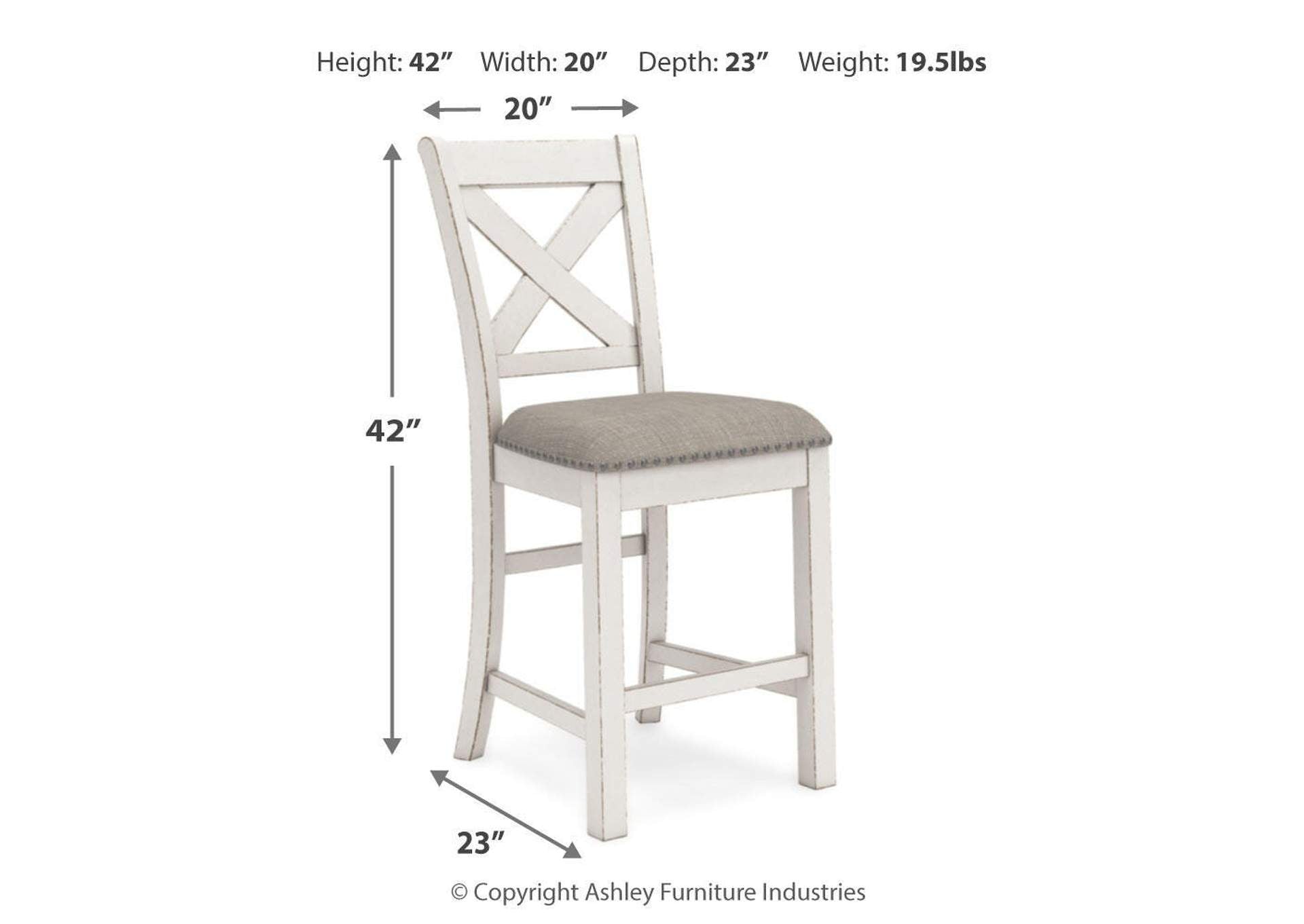 Robbinsdale Counter Height Table and 8 Barstools dimensions