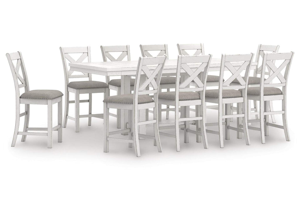 Robbinsdale Counter Height Extendable Dining Table and 10 Barstools