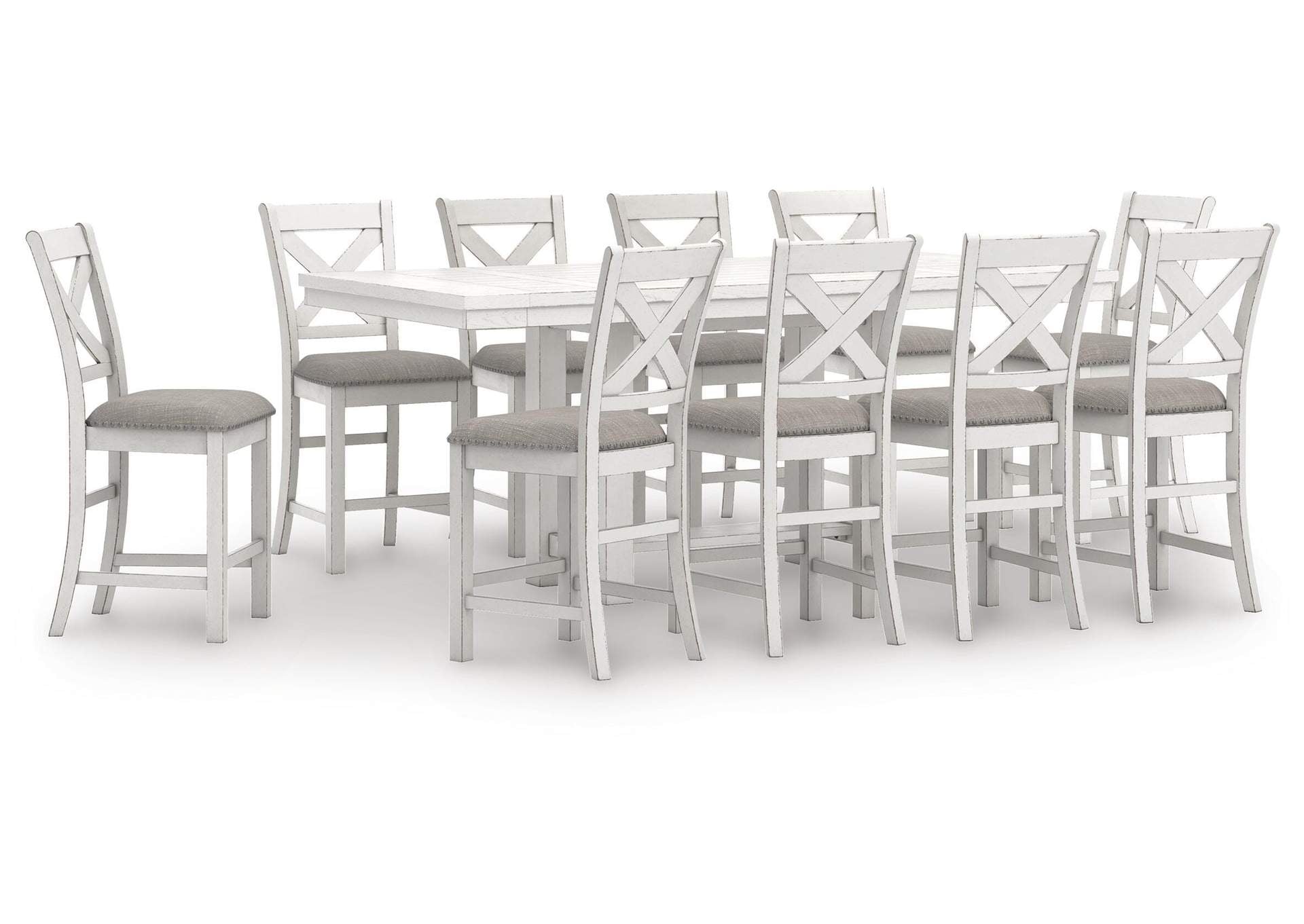 Robbinsdale Counter Height Extendable Dining Table and 10 Barstools