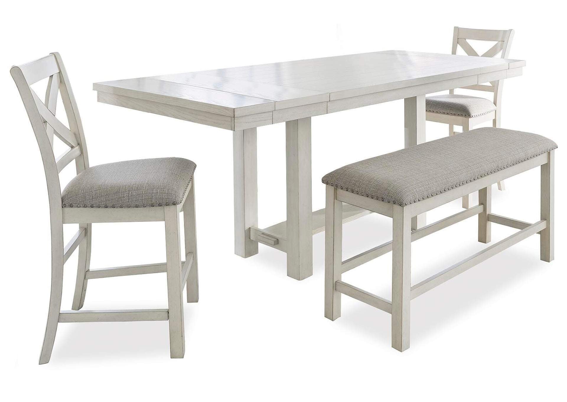 Robbinsdale Counter Height Extendable Dining Table and 2 Barstools and Bench