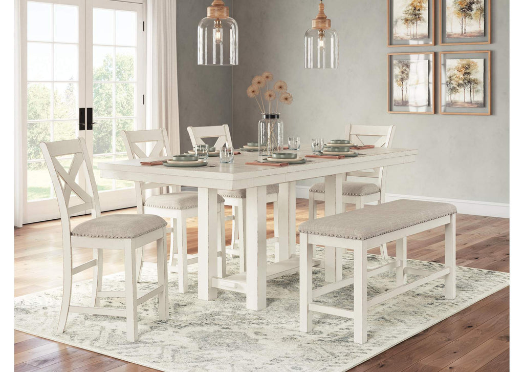 Robbinsdale Counter Height Dining Table, 4 Barstools and Bench