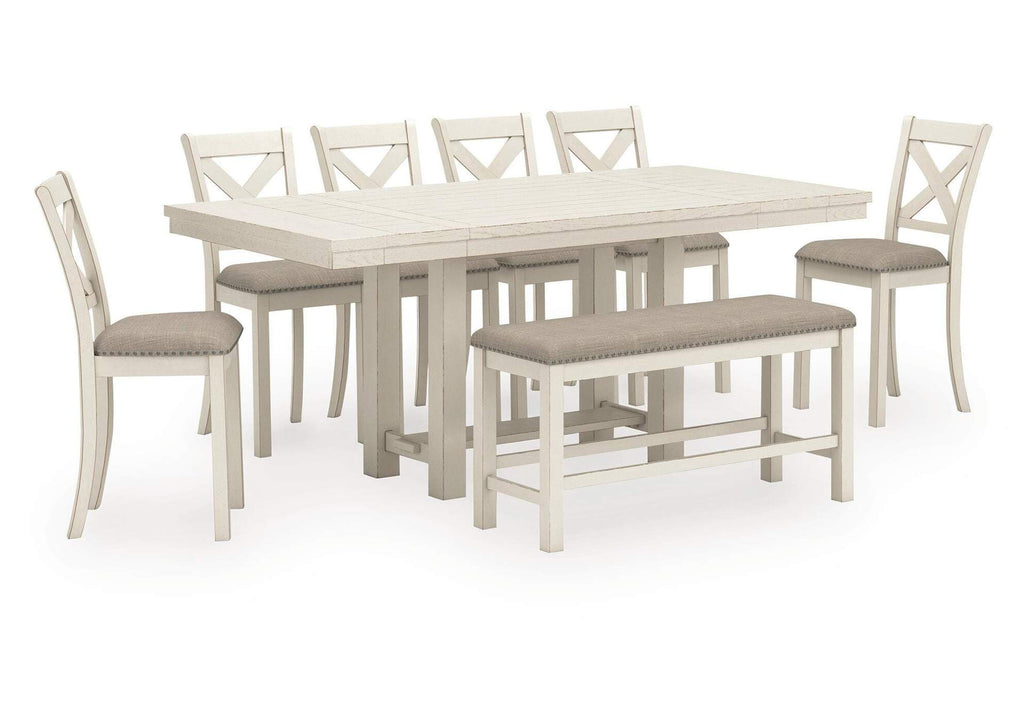 Robbinsdale Counter Height Extendable Dining Table and 6 Barstools and Bench