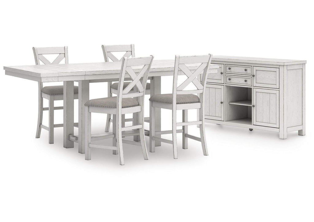 Robbinsdale Counter Height Extendable Dining Table and 4 Barstools with Storage