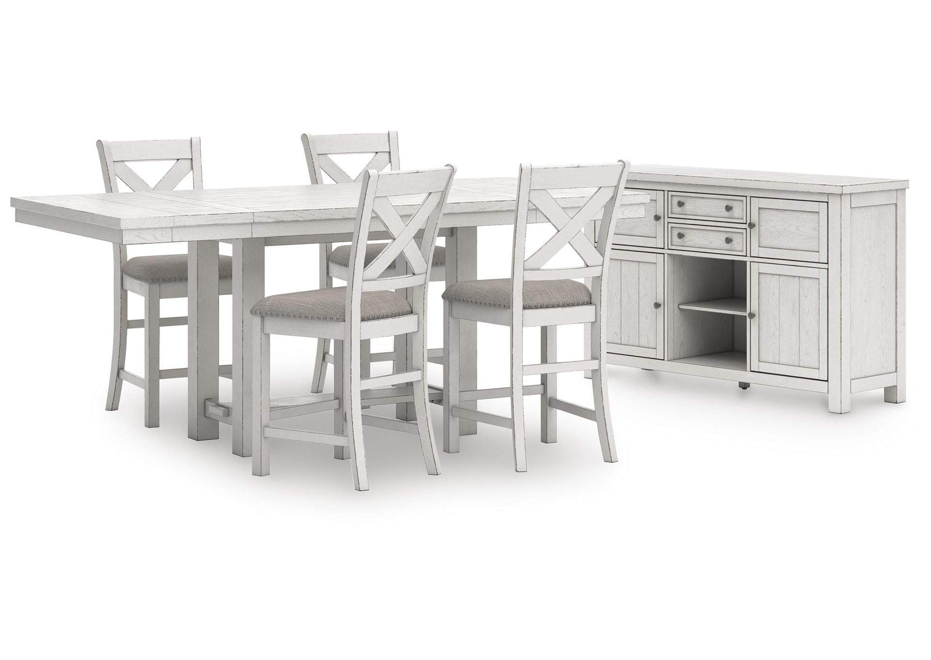 Robbinsdale Counter Height Extendable Dining Table and 4 Barstools with Storage
