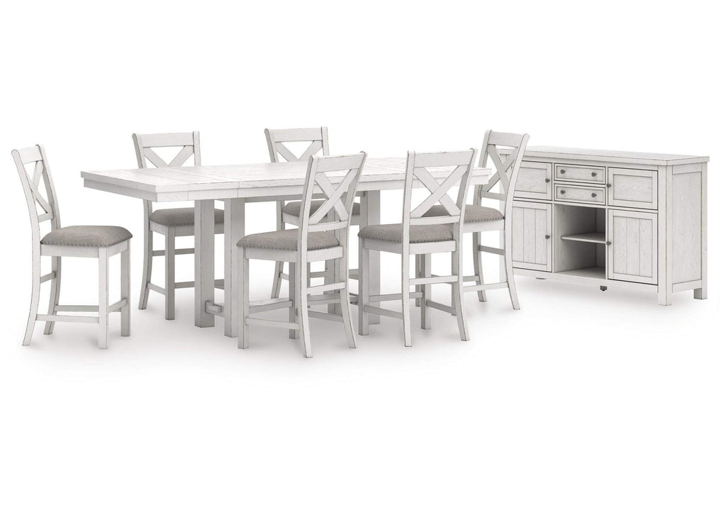 Robbinsdale Counter Height Extendable Dining Table and 6 Barstools with Storage
