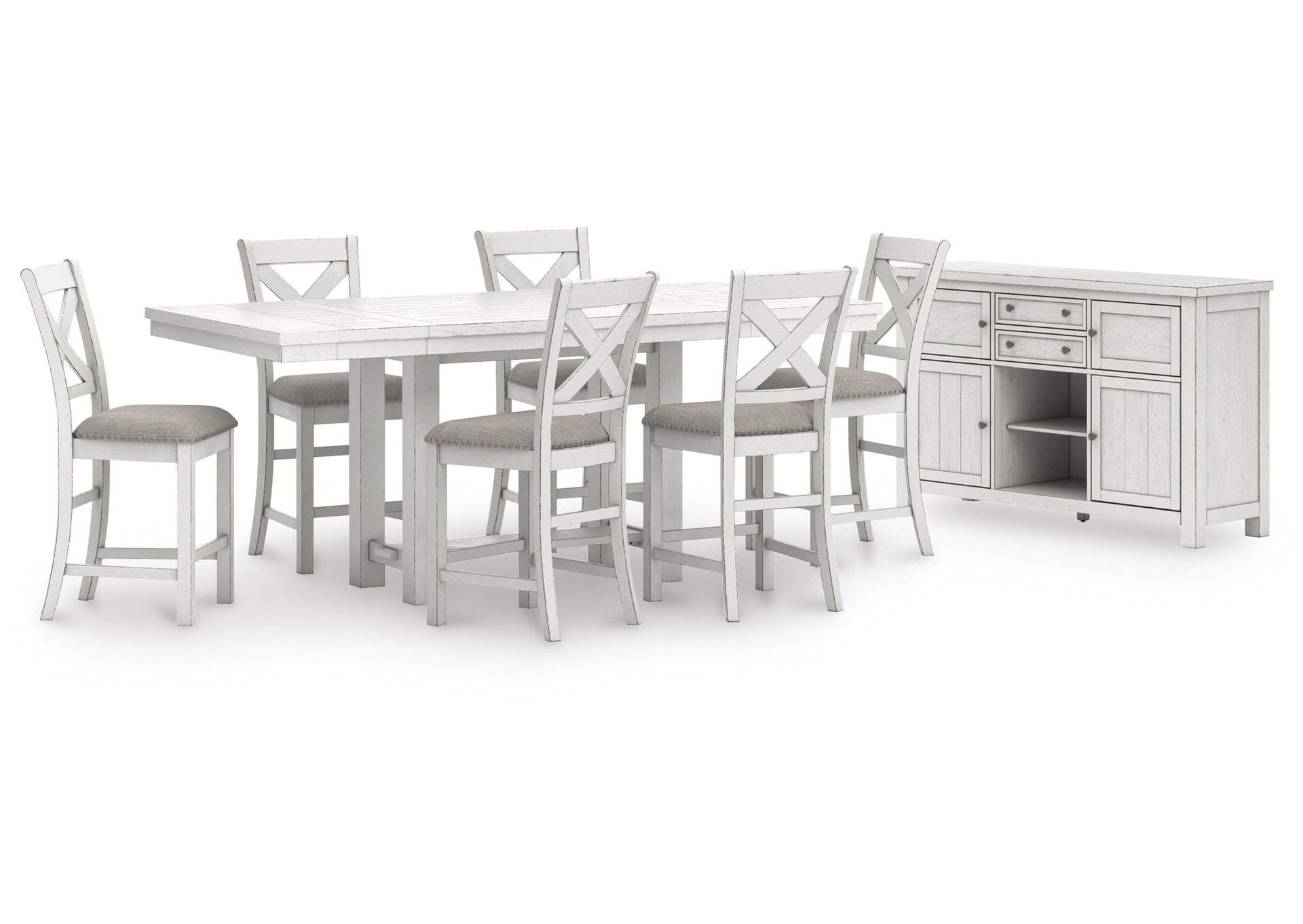 Robbinsdale Counter Height Extendable Dining Table and 6 Barstools with Storage