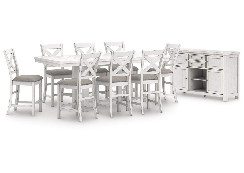 Robbinsdale Counter Height Extendable Dining Table and 8 Barstools with Storage