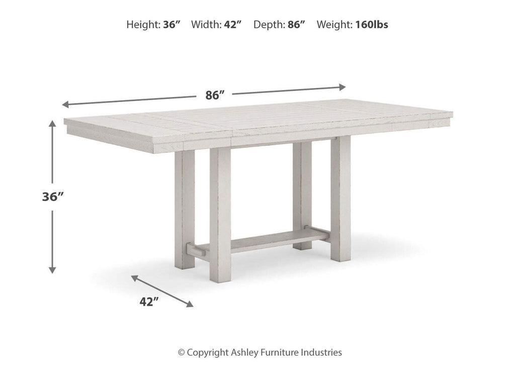 Robbinsdale Counter Height Dining Extension Table dimensions