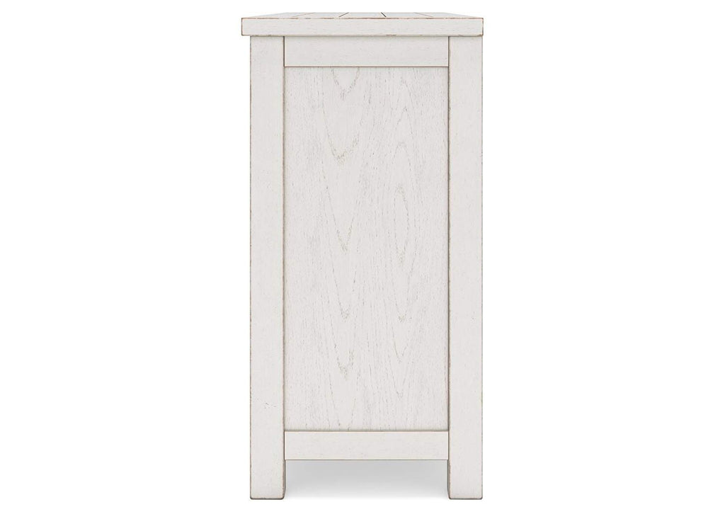 Robbinsdale Counter Height Dining Table, 2 Barstools, Bench and Server side view