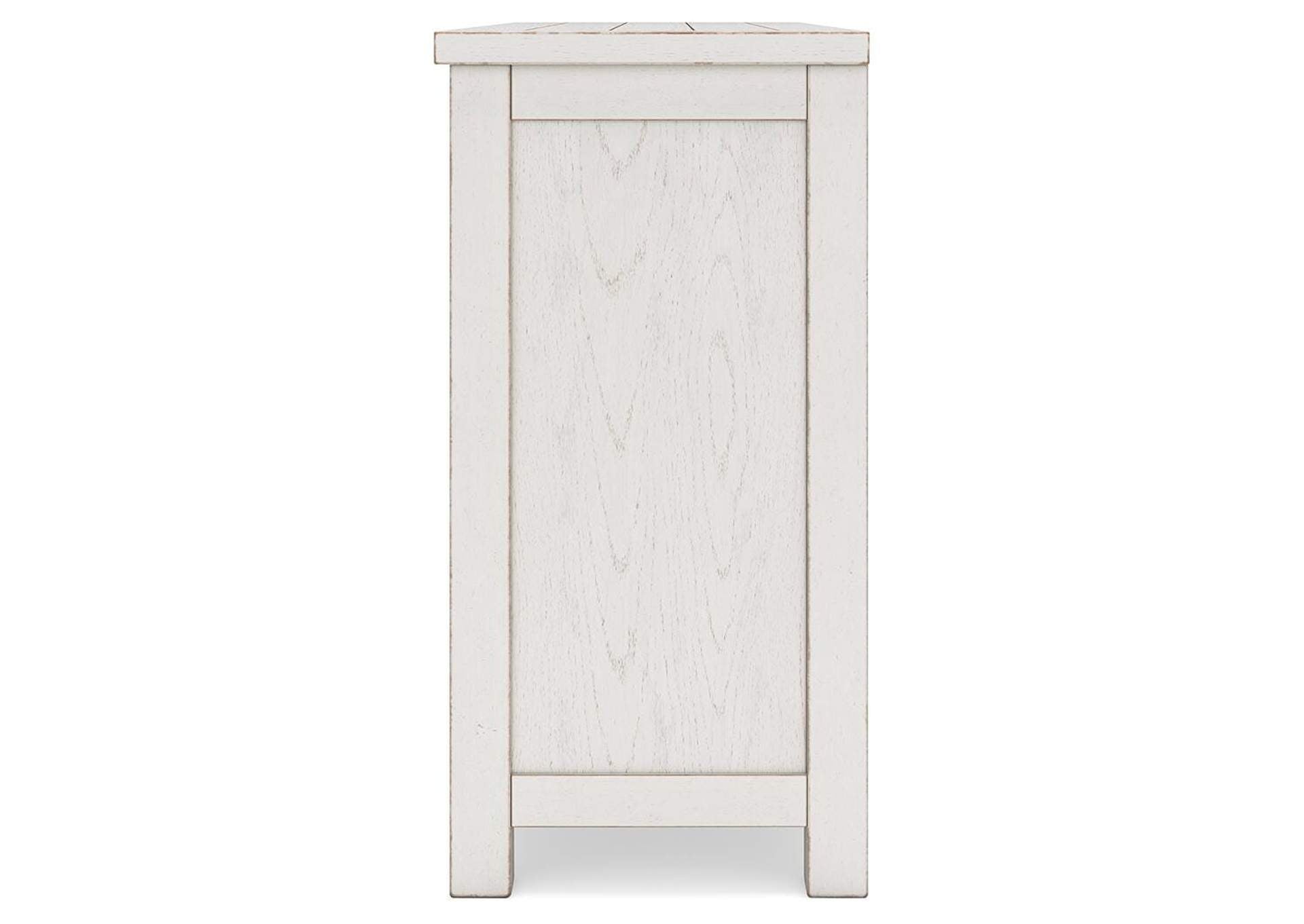 Robbinsdale Counter Height Dining Table, 2 Barstools, Bench and Server side view