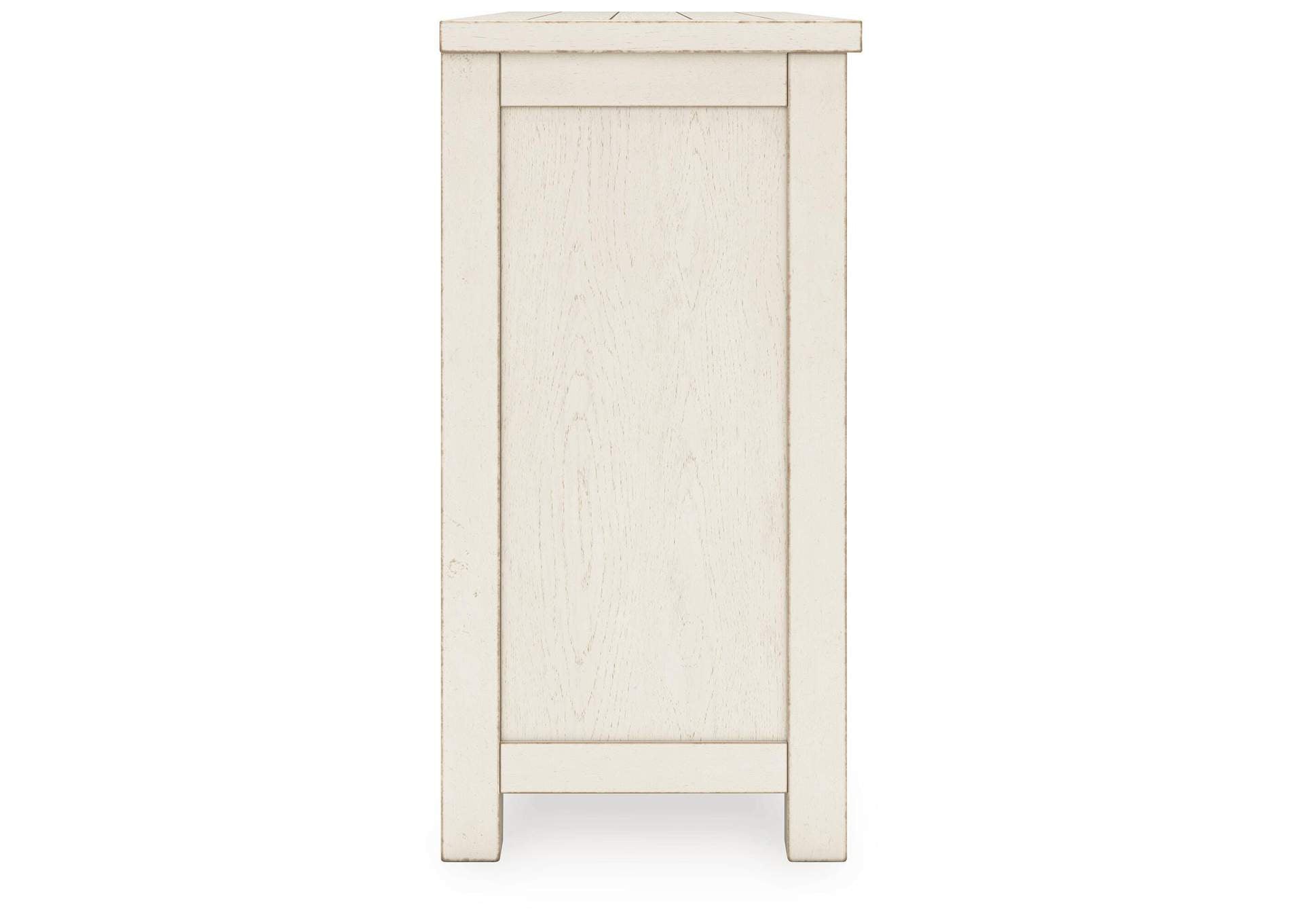 Robbinsdale Counter Height Dining Table, 2 Barstools, Bench and Server side view