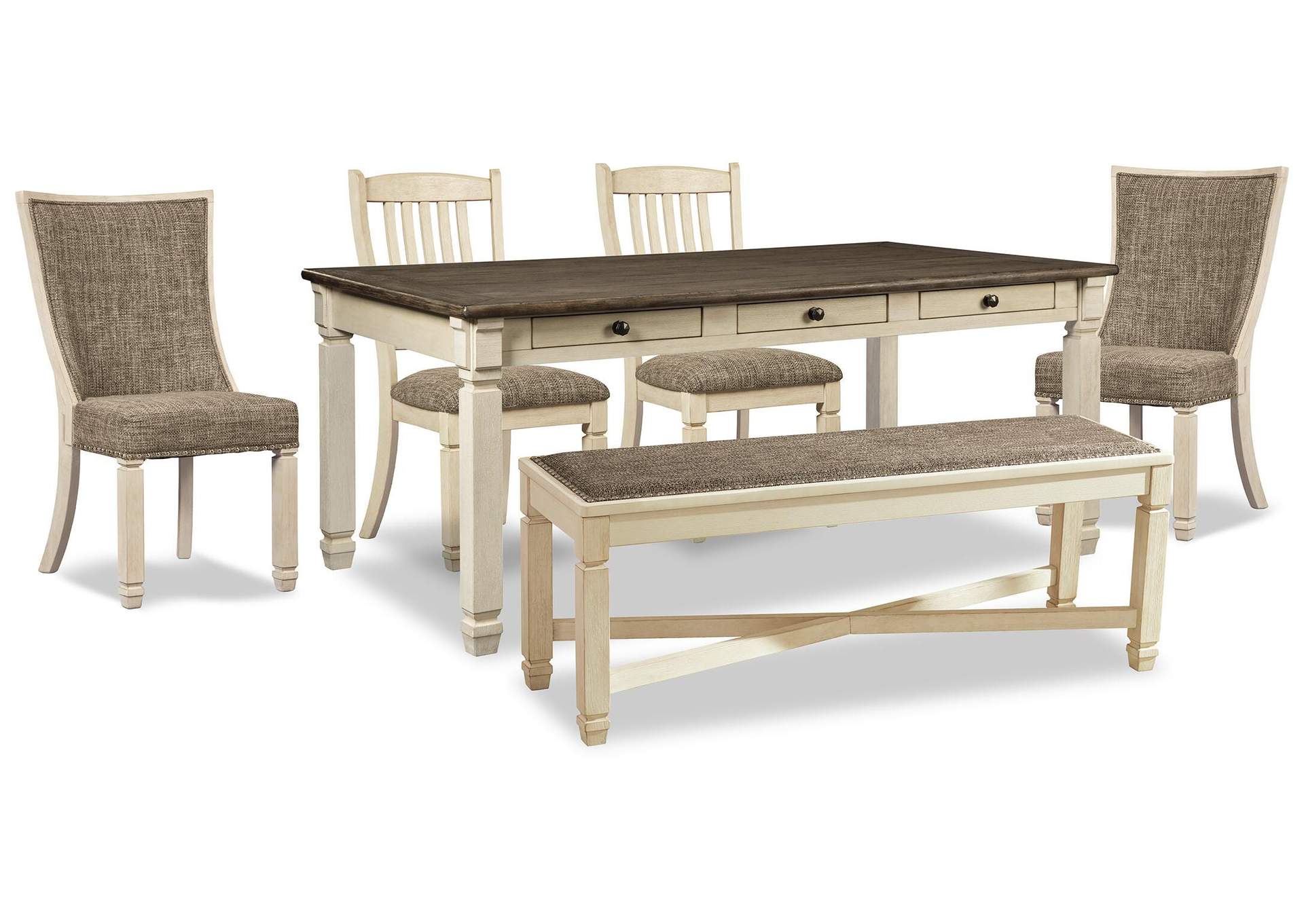 Bolanburg Dining Table and 4 Chairs and Bench