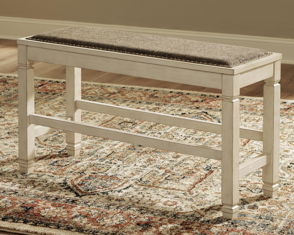 Bolanburg Counter Height Dining Bench in Two-tone, lifestyle view