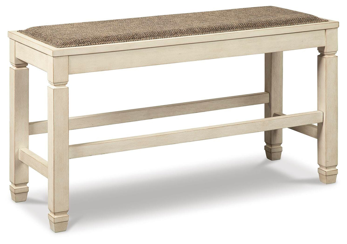 Bolanburg Counter Height Dining Bench in Two-tone, angle view
