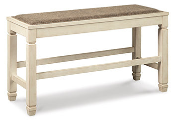 Bolanburg Counter Height Dining Bench in Two-tone, angle view