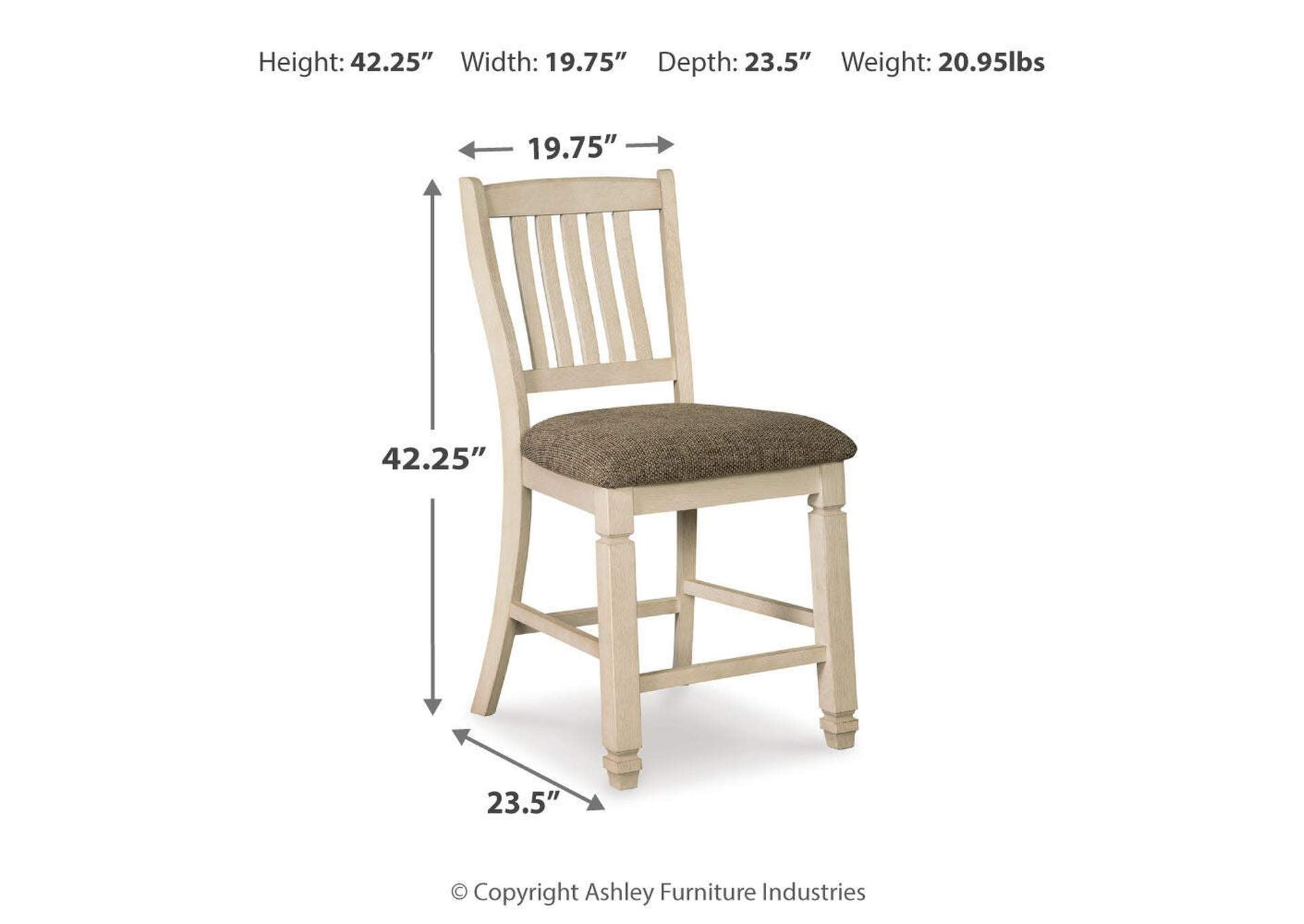 Bolanburg 2-Piece Bar Stool dimensions