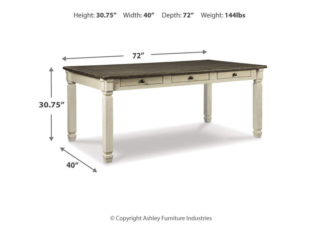 Bolanburg Dining Table and 6 Chairs dimensions