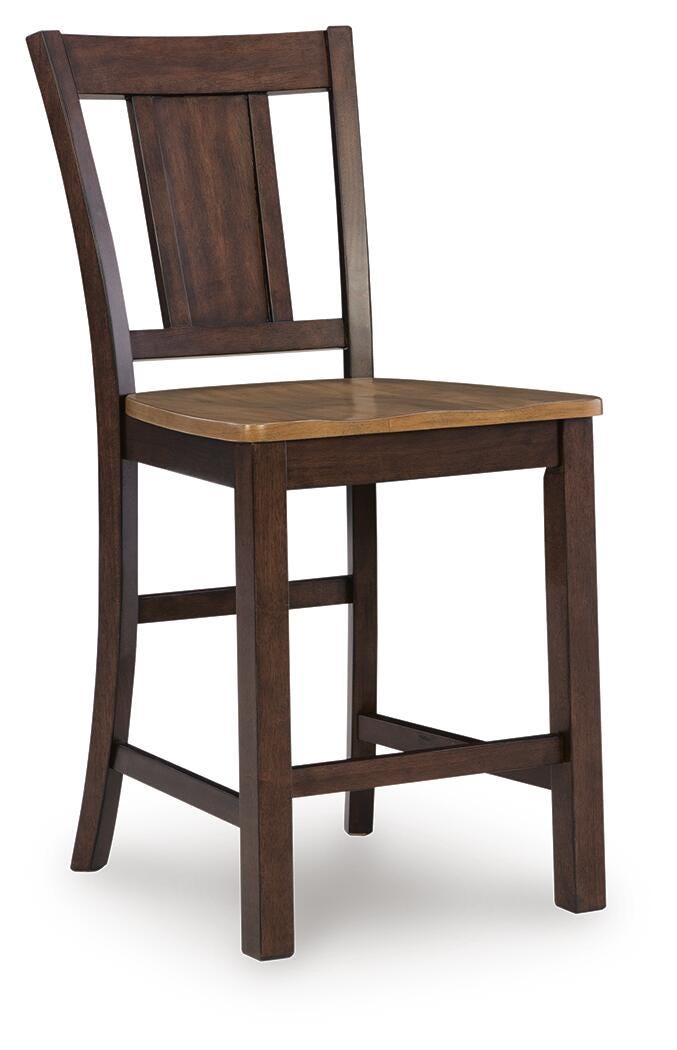 Rylandeen Counter Height Barstool in Light Brown/Dark Brown, angle view