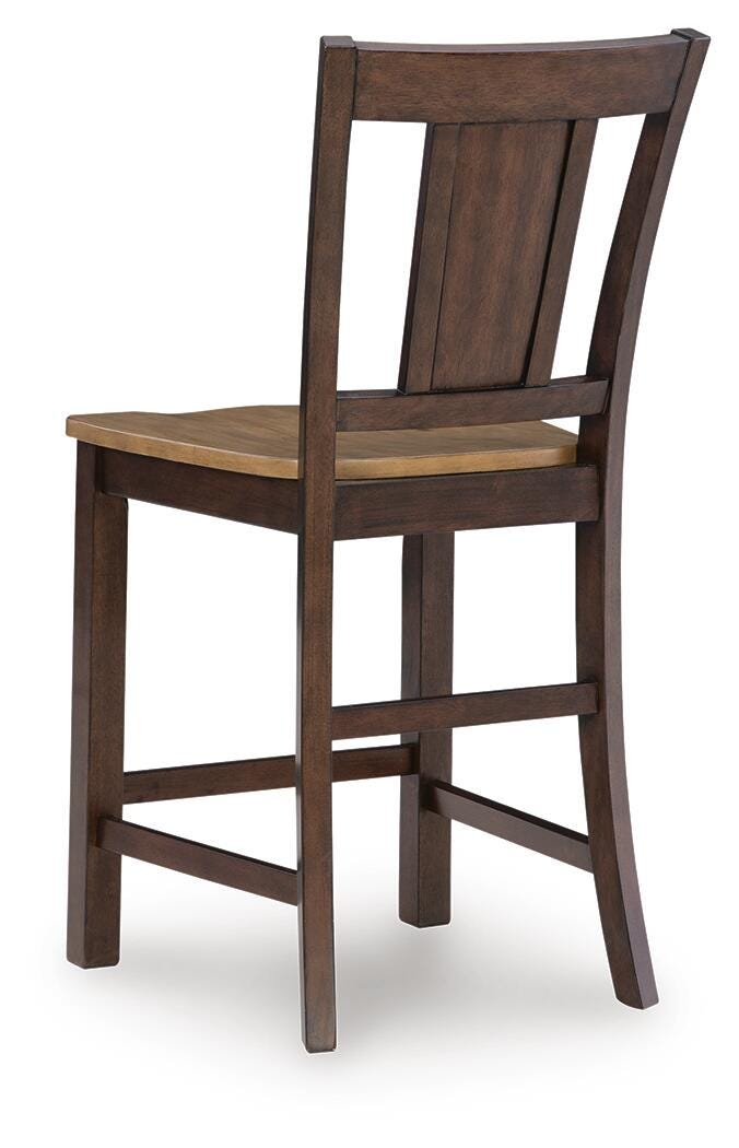 Rylandeen Counter Height Barstool in Light Brown/Dark Brown, back view