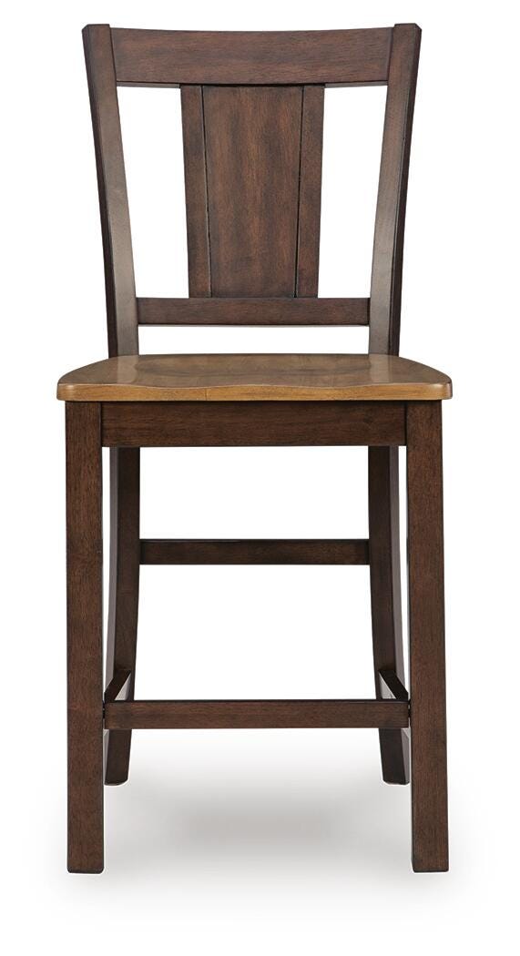 Rylandeen Counter Height Barstool in Light Brown/Dark Brown, front view