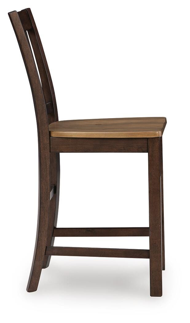 Rylandeen Counter Height Barstool in Light Brown/Dark Brown, side view