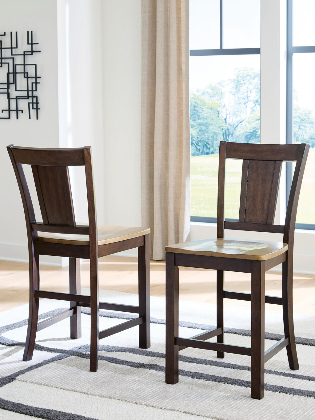 Rylandeen Counter Height Barstool in Light Brown/Dark Brown, lifestyle view