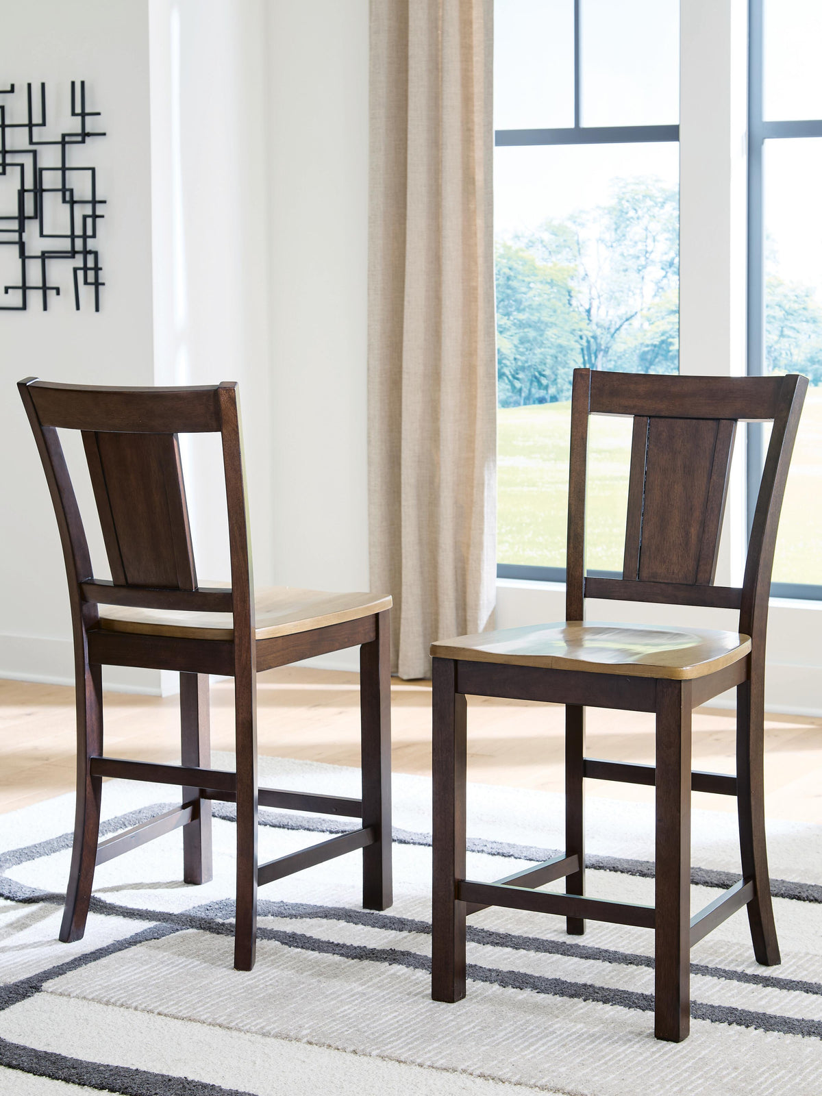Rylandeen Counter Height Barstool in Light Brown/Dark Brown, lifestyle view