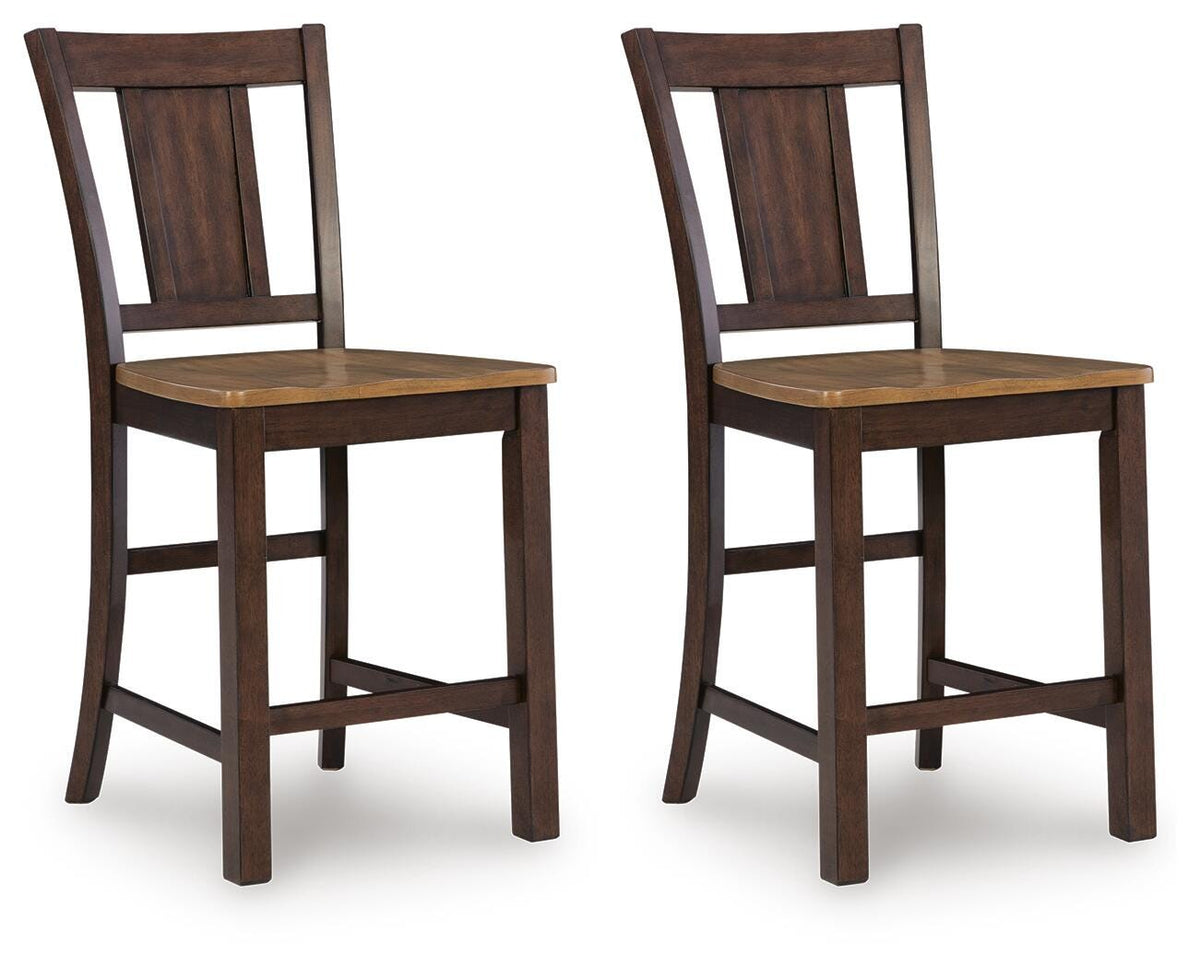 Rylandeen Counter Height Barstool in Light Brown/Dark Brown, angle view