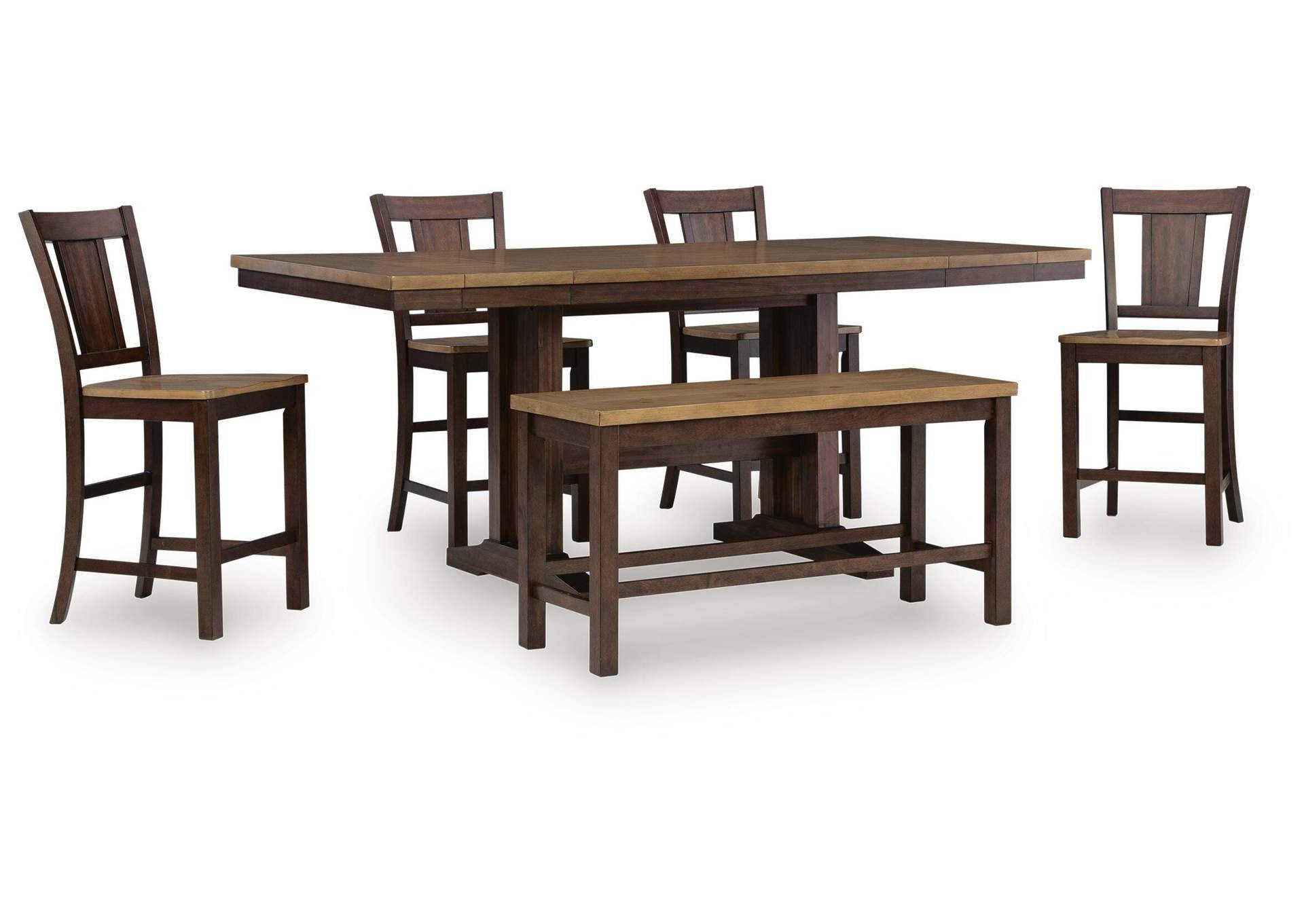 Anixburg Counter Height Dining Table and 4 Barstools and Bench