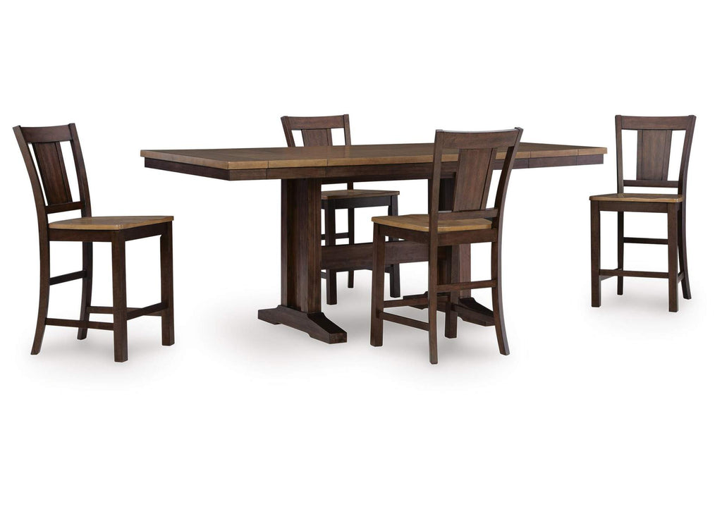 Anixburg Counter Height Dining Table and 4 Barstools