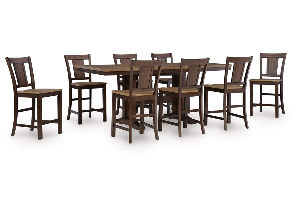 Anixburg Counter Height Dining Table and 8 Barstools